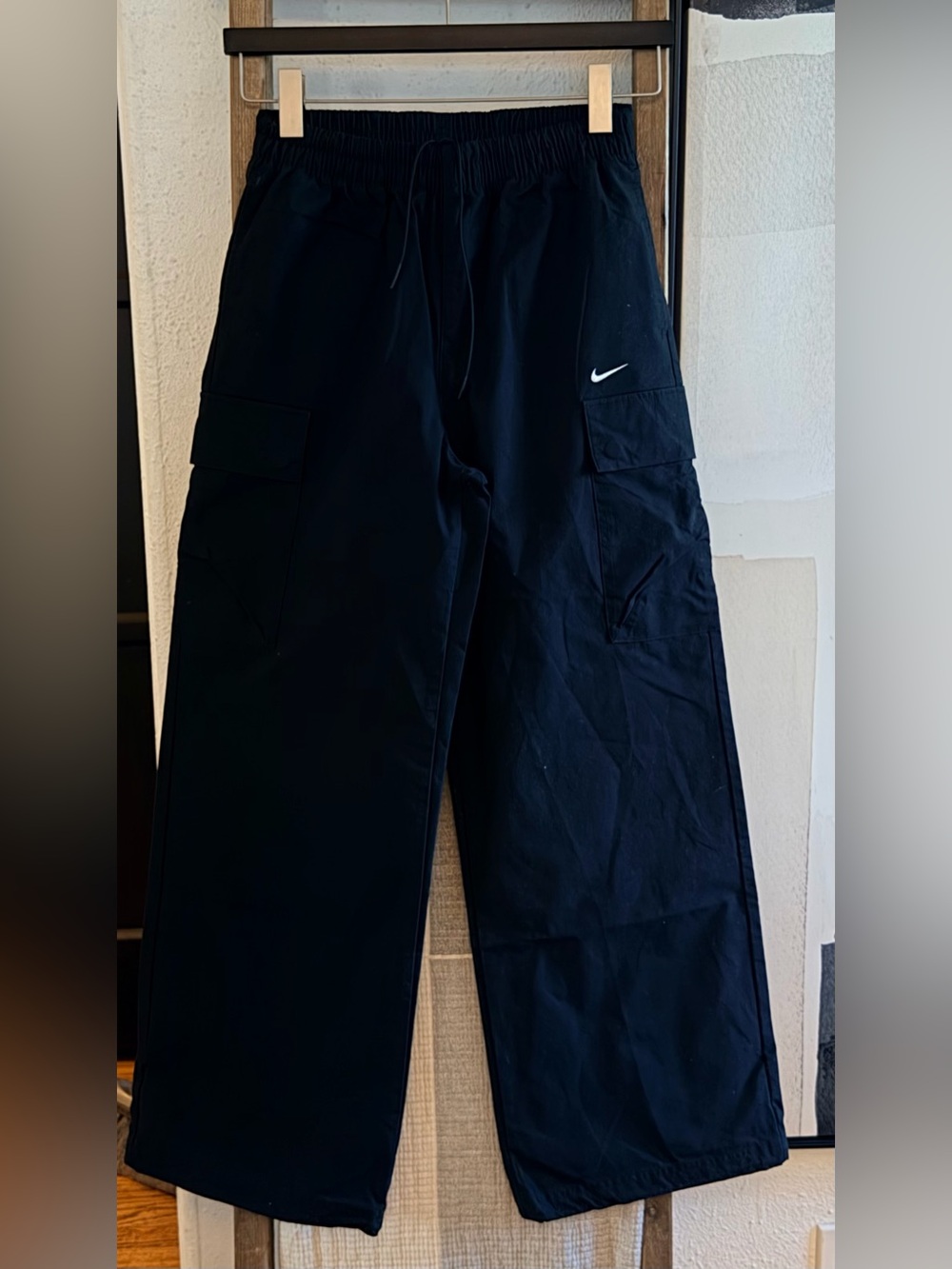 Nike Black Cargo Pants with White Swoosh
